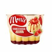 Mona Pudding Vanille Met Aardbeiensaus